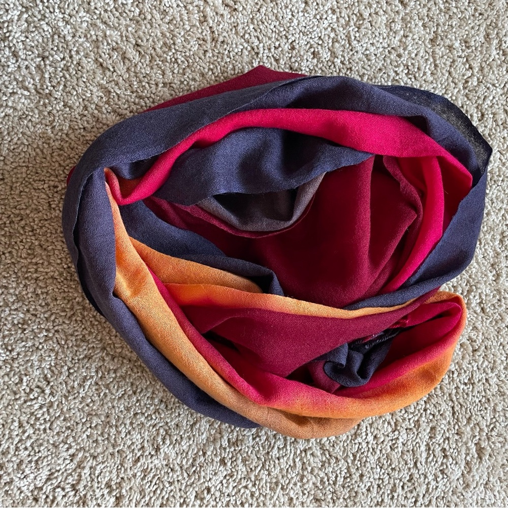 Tory Burch Multicolor Scarf - Red, Orange, Black